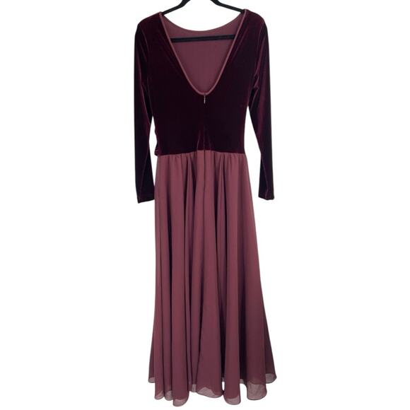 NWT Vintage Jessica McClintock‎ Long Sleeve Velvet Maxi Dress Bridal Size 14 - Picture 3 of 8